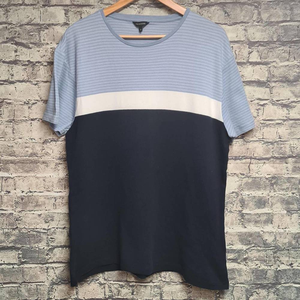 Mens Peacocks 2 Tone Blue T-Shirt UK XL - Picture 1 of 4